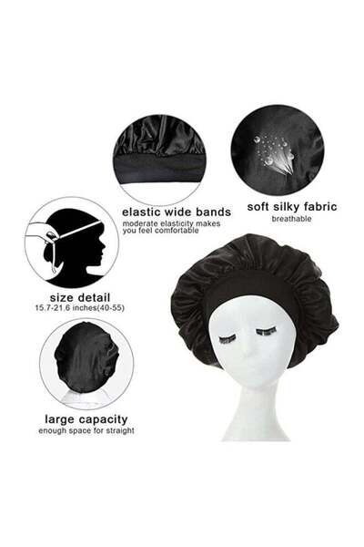 Generic 3Pcs Satin Silk Bonnets with Wide Elastic Band for Curly Hair - Sleep Caps for Women