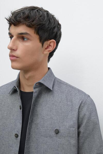 Massimo Dutti Cepli melanj ince gömlek ceket