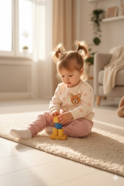 Le Touche Girl's Top and Bottom Set with Teddy Bear 3 Thread Winter Wear