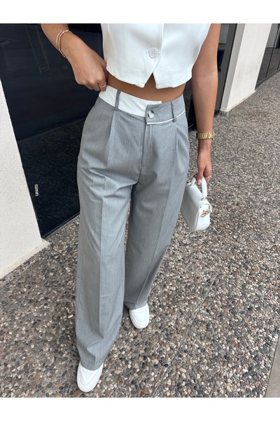 TUBA İNAN Women's Gray Palazzo Pants