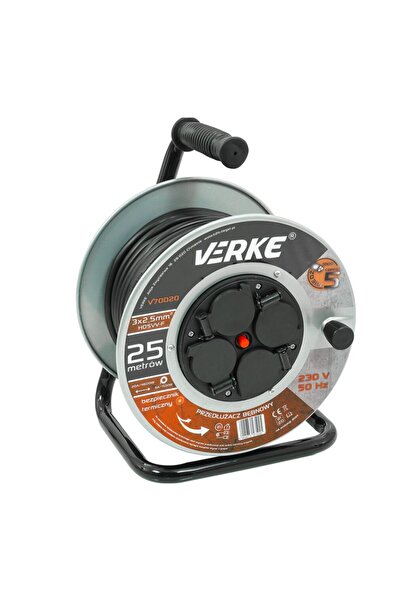 VERKE Cable extension roll with metal frame 25 meters 3 x 2.5 mm