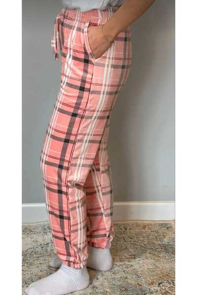 Estiva Soft Velvet Plaid Single Bottom Pajamas