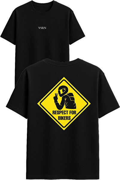 VSRN Respect for Bikers Design Printed Black Oversized t Shirt