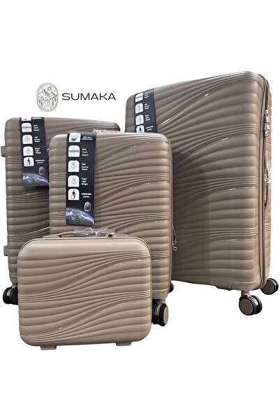 SUMAKA 4-Piece Travel Luggage Trolley Suitcase Set Silicon with Small Bag - 13-20-24-28 inches