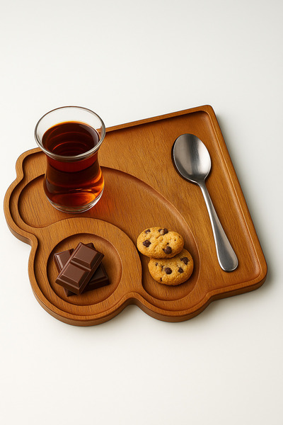 BursaYıldızAhşap Doğal Sapelli Ahşap Servis Tabağı Bakteri Barındırmaz El İşç...