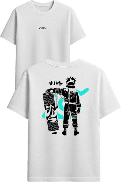 VSRN تي شيرت بتصميم كيس رمل مطبوع أبيض قصة فضفاضة