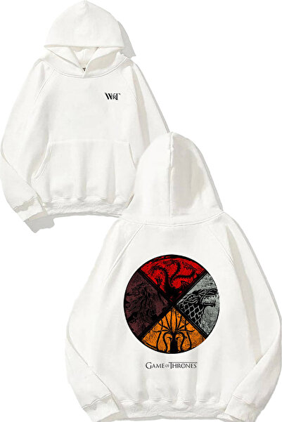THEWERT Game Of Thrones Design Spate cu imprimeu Alb cu glugă Swea tricou