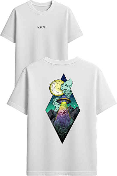 VSRN تي شيرت يو إف أو يو إنير ديزاين مطبوع أبيض قصة فضفاضة