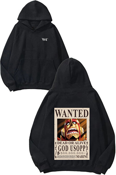 THEWERT One Piece Usopp Wanted Design Rucsac cu imprimeu Negru cu glugă Swea ...