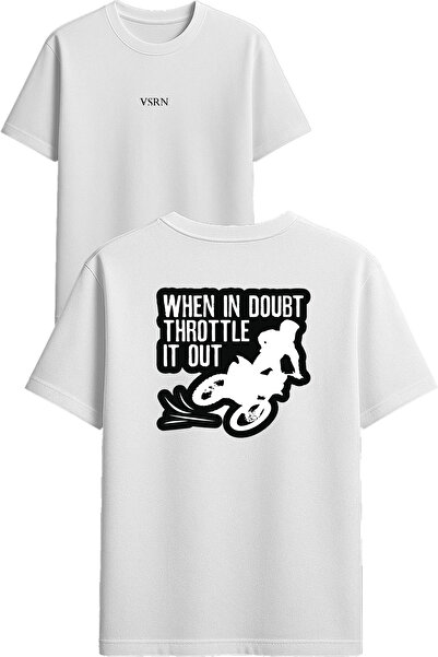 VSRN عندما تكون في شك، تي شيرت ثروتل ديزاين مطبوع أبيض قصة فضفاضة