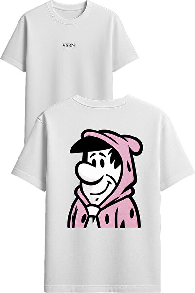 VSRN تي شيرت ماجرا آدم ديزاين مطبوع أبيض قصة فضفاضة