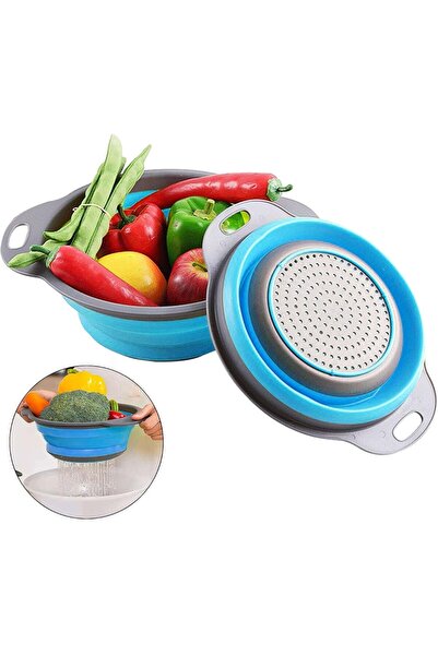 AR Foldable plastic food strainers for kitchen use, easy to store, 2-piece set