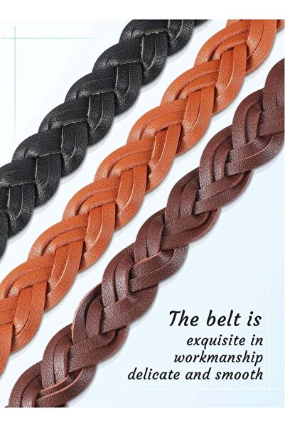Generic 3 Pieces Women's Braided Leather Belt with O-Ring Metal Buckle