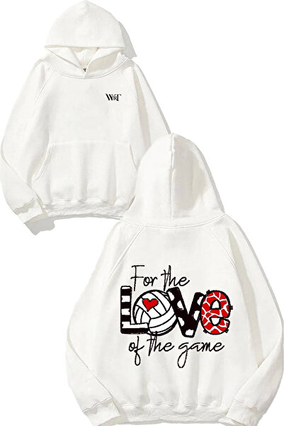 THEWERT Φούτερ Love Game Volleyballl Design Back με τύπωμα Λευκό με κουκούλα