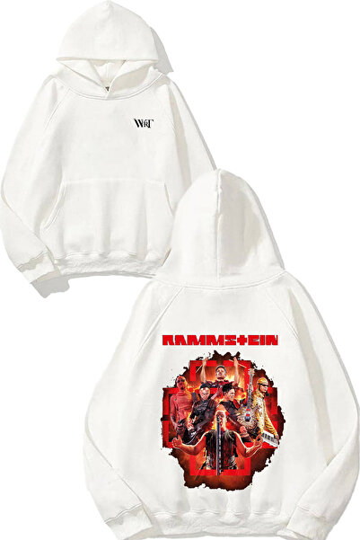 THEWERT Rammstein Collage Plakat Design Spate cu imprimeu Alb cu glugă Swea t...