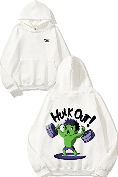 THEWERT Hulk Out Gym Design Rucsac cu imprimeu Alb cu glugă Swea tricou