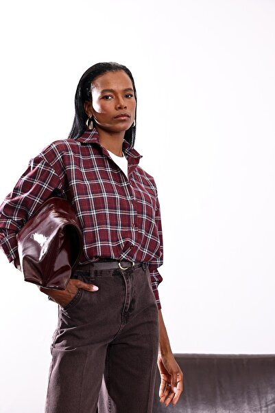 5in1Canpolat Πουκάμισο με καρό σχέδιο με δαμάσκηνο