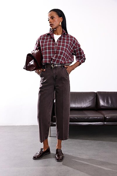 5in1Canpolat Πουκάμισο με καρό σχέδιο με δαμάσκηνο