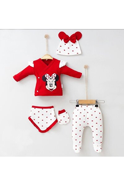 babymoon kids Organic 100% Cotton Heart Patterned 5 Piece Hospital Discharge Set, Pack of 5