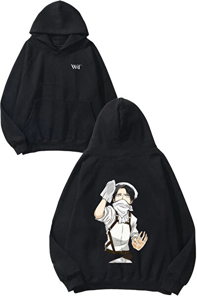 THEWERT Attack on Titan 28 Design Back Printed Black Hooded Sweatshirt
