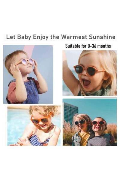 Generic Adjustable Polarized Baby Sunglasses with UV400 Protection - Soft Silicone Frame, 0-48 Months (Pink)