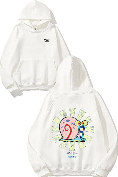 THEWERT Гари Японски дизайн Светло синя качулка с печат на гърба