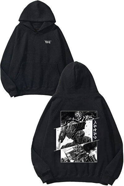 THEWERT Φούτερ Berserk Armor Design Back με τύπωμα Μαύρο με κουκούλα