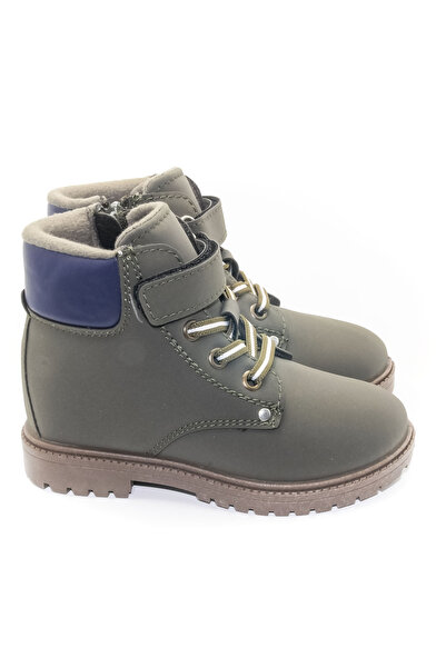 KU&PA SHOES Timber Khaki Children's Boots Girls Boys Unisex Shoes Suede Look Casual Zippered Lace-Up Kp-3008