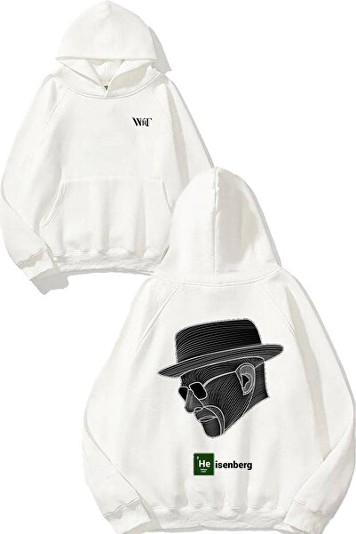 THEWERT Хейзенберг Дизайн на рисунка Отзад отпечатана бяла суитшърт с качулка