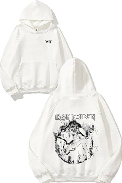 THEWERT Φούτερ Iron Maiden 1 Design Back με τύπωμα Λευκό με κουκούλα