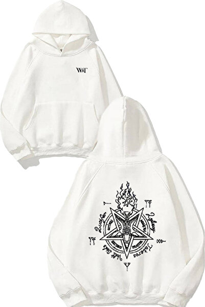 THEWERT Demon Geschichten Design Spate cu imprimeu Alb cu glugă Swea tricou