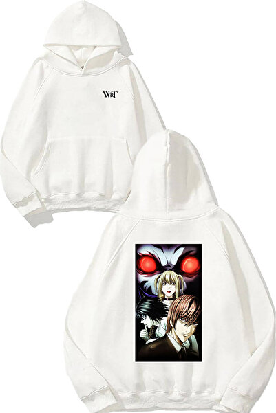THEWERT Death Note 12 Design Spate cu imprimeu Alb cu glugă Swea tricou