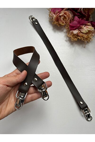 zg hobi aksesuar Silver Color Detailed Faux Leather Handle for Knitted Bags