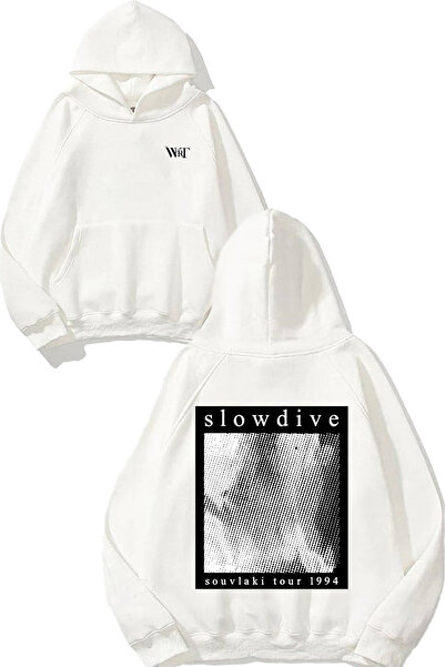 THEWERT Slowdive Band Souvlaki Design Rucsac cu imprimeu Alb cu glugă Swea tr...
