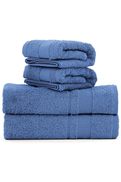 RABY Set of 4 towels Kring Miriam, 480 gsm, 100% cotton, 2x50x90 & 2x70x140 cm, Dark Blue