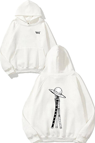 THEWERT Φούτερ One Piece Kılıcars Design Back με τύπωμα Λευκό με κουκούλα