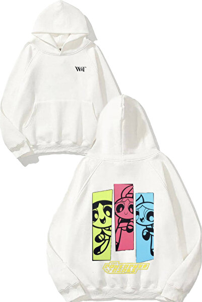 THEWERT Φούτερ The Powerpuff Girls Design Back με τύπωμα Λευκό με κουκούλα