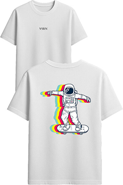 VSRN 3D dizajn astronauta, štampana bela majica prevelikog kroja