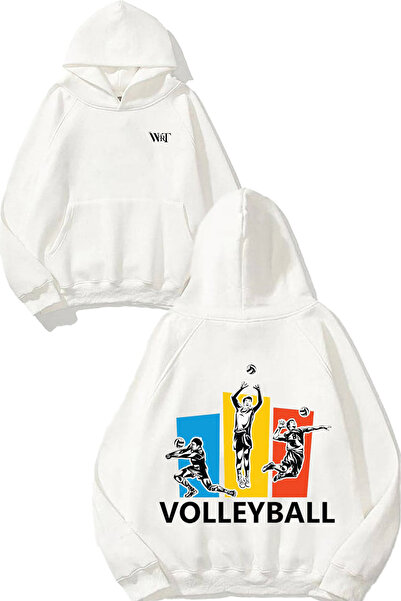 THEWERT Design logo pentru jucător de volei Rucsac cu imprimeu Alb cu glugă S...