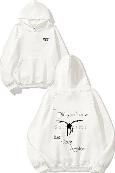 THEWERT Death Note 10 Design Spate cu imprimeu Alb cu glugă Swea tricou