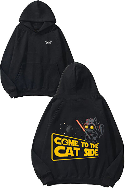 THEWERT Come To The Cat Side Design Rucsac cu imprimeu Negru cu glugă Swea tr...