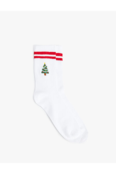 Koton Striped Christmas Tree Printed Tennis Socks