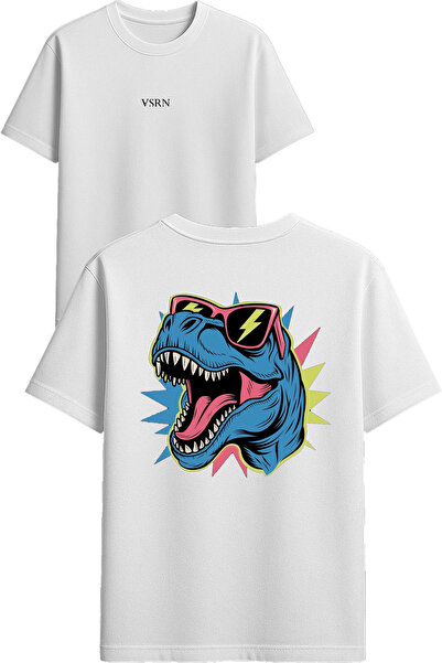 VSRN Tricou oversize alb cu imprimeu Trex Design cu ochelari