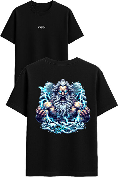 VSRN Tricou oversize negru cu imprimeu Electric Man Design