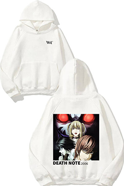 THEWERT Death Note 6 Design Spate cu imprimeu Alb cu glugă Swea tricou