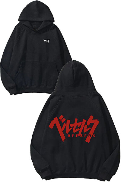 THEWERT سترة ريد كانجي بيرسيرك ديزاين مطبوع سوداء بغطاء رأس