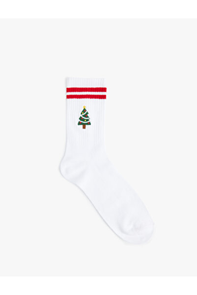 Koton Striped Christmas Tree Printed Tennis Socks