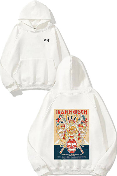 THEWERT Φούτερ Iron Maiden Usa Design με τύπωμα Λευκό με κουκούλα