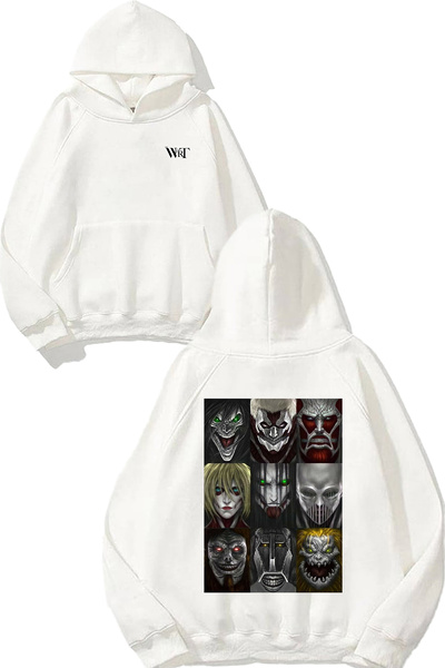 THEWERT Attack On Titan Toți 9 Titanii Design Rucsac cu imprimeu Alb cu glugă...