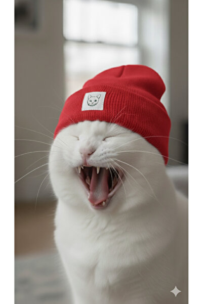 MEOW Winter Wool Cat Label Unisex Foldable Beanie